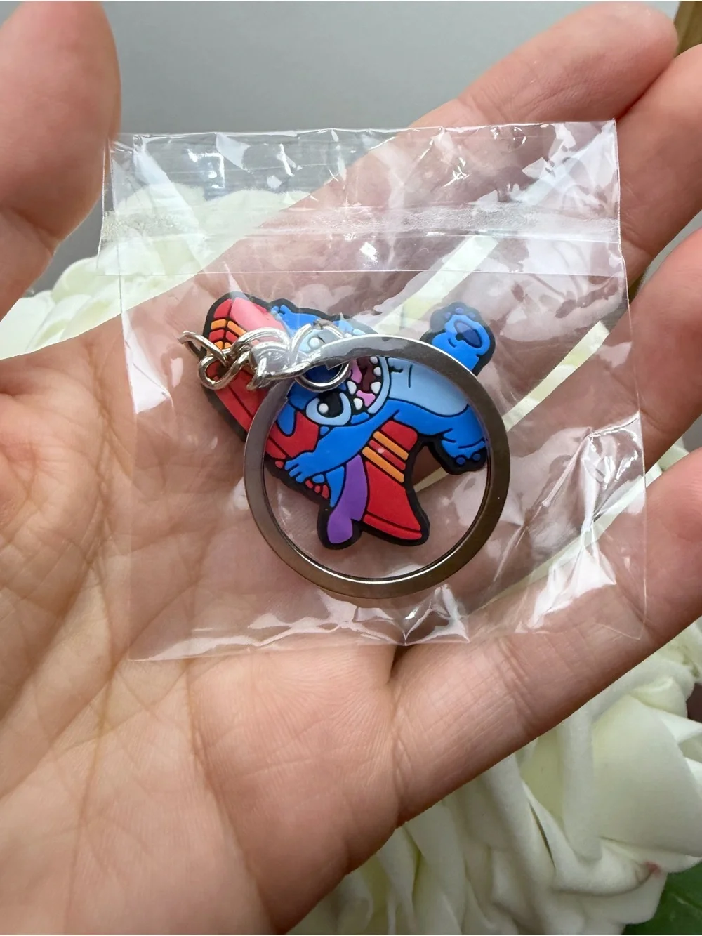 Blue Stitch Surfboard Keychain